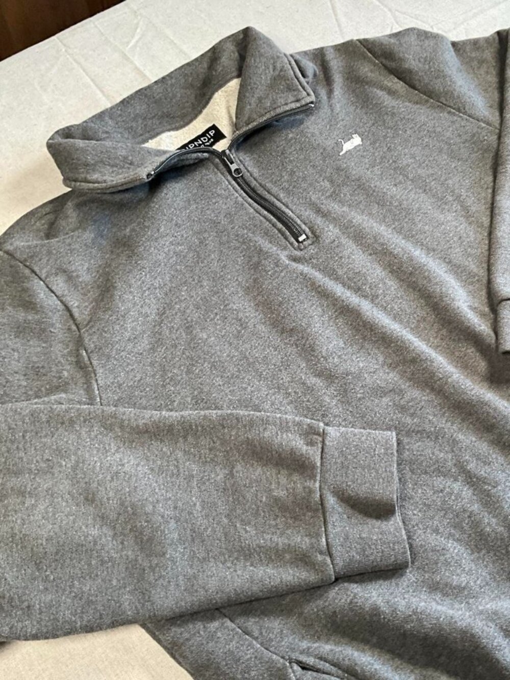 RIPNDIP Men's XL Quarter Zip Sweatshirt Gray Fleece Streetwear Pullover